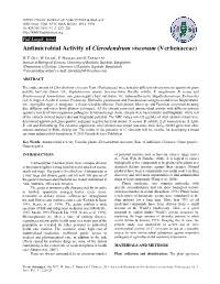Antimicrobial Activity of Clerodendrum Viscosum (Verbenaceae)