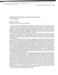 Children's Perceptions of Anacrusis Patterns Within Songs