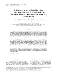 Differences in Age of Peak Marathon Performance Between Mountain and City Marathon Running - the ‘Jungfrau Marathon’ in Switzerland