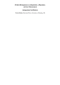 Oxford Symposium on Population, Migration, and the Environment