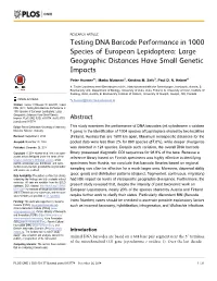 Testing DNA Barcode Performance in 1000 Species of European Lepidoptera: Large Geographic Distances Have Small Genetic Impacts