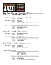 2014 TCJF Schedule