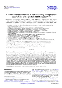 A Remarkable Recurrent Nova in M31: Discovery and Optical/UV Observations of the Predicted 2014 Eruption?,??