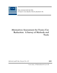 Alternatives Assessment for Toxics Use Reduction: a Survey of Methods and Tools
