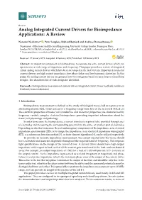 Analog Integrated Current Drivers for Bioimpedance Applications: a Review