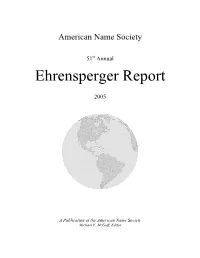 Ehrensperger Report