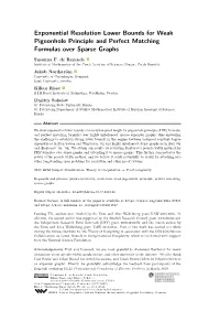 Exponential Resolution Lower Bounds for Weak Pigeonhole Principle and Perfect Matching Formulas Over Sparse Graphs