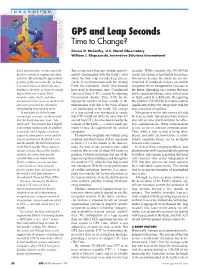 GPS and Leap Seconds Time to Change?