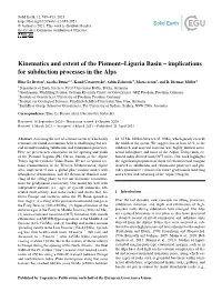 Kinematics and Extent of the Piemont–Liguria Basin – Implications for Subduction Processes in the Alps