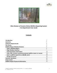 Ohio DNR Forestry Online Wildfire Reporting System User Guide