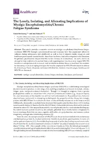 The Lonely, Isolating, and Alienating Implications of Myalgic Encephalomyelitis/Chronic Fatigue Syndrome