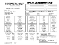 2017 Hut 5 Package Menu