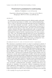 From Lexical to Grammatical to Social Meaning