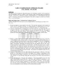 Lab 1: Combinational Arithmetic Circuits CEG 360/560 - EE 451/651