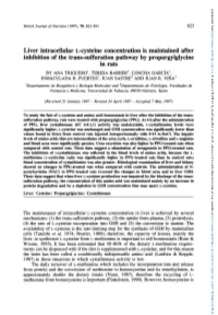 Liver Intracellular L-Cysteine Concentration Is Maintained After Inhibition of the Trans-Sulfuration Pathway by Propargylglycine in Rats