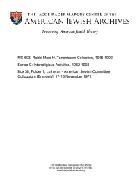 MS-603: Rabbi Marc H. Tanenbaum Collection, 1945-1992. Series C