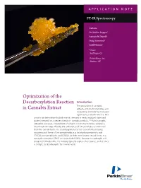 Optimization of the Decarboxylation Reaction in Cannabis