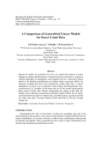 A Comparison of Generalized Linear Models for Insect Count Data