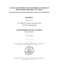 Access to Information and Media Control in the People's Republic Of
