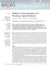 Dielectric Characterization of a Nonlinear Optical Material