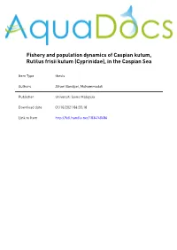 Fishery and Population Dynamics of Caspian Kutum, Rutilus Frisii Kutum (Cyprinidae), in the Caspian Sea