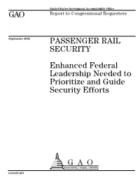 GAO-05-851 Passenger Rail Security