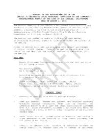 Minutes of the Regular Meeting of the Cra/La, A