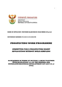 Prospecting Work Programme