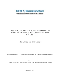 Taxation As a Driver for Portuguese FDI in Netherlands: Myth Or Reality?