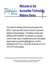 Accessible Technology On-Line Seminar Series