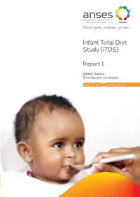 ANSES Report: Infant Total Diet Study (Itds)
