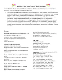 April Story Time Ideas from the Elm Grove Library Rhymes