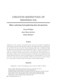 Creation Narratives of Mahinga Kai