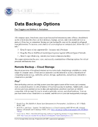Data Backup Options Paul Ruggiero and Matthew A