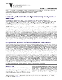 Foxes, Voles, and Waders: Drivers of Predator Activity in Wet Grassland Landscapes