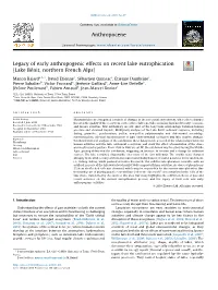 Legacy of Early Anthropogenic Effects on Recent Lake Eutrophication