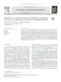 Optimization of Conditions and Partial Characterization of Cyanophycin