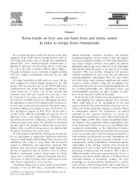 Some Trends on How One Can Learn from and Mimic Nature in Order to Design Better Biomaterials