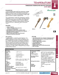 Temperature Immersion Thermistor and Rtd Sensors St-W* Series