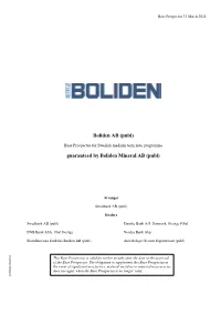 Boliden AB (Publ) Guaranteed by Boliden Mineral AB (Publ)