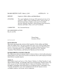 Legislative, Public Affairs and Media Report