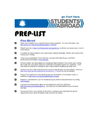 PREP-LIST Plan Ahead Obtain Your Passport Or Any Required Visas As Soon As Possible