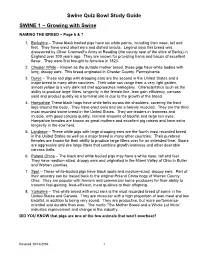 Swine Quiz Bowl Study Guide SWINE 1 – Growing with Swine