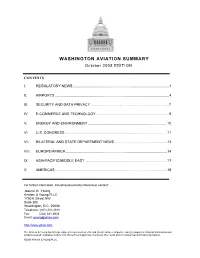Washington Aviation Summary – October 2008