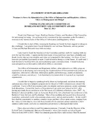 1 STATEMENT of HOWARD SHELANSKI Nominee to Serve As