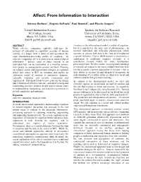 Affect: from Information to Interaction