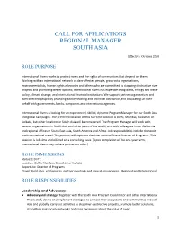Call for Applications Regional Manager South Asia