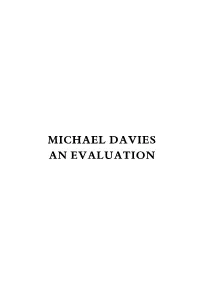 Michael Davies an Evaluation