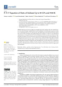 P–V–T Equation of State of Iridium up to 80 Gpa and 3100 K