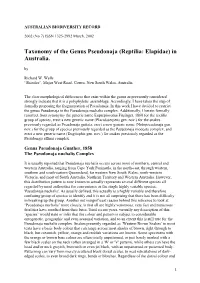 Taxonomy of the Genus Pseudonaja (Reptilia: Elapidae) in Australia
